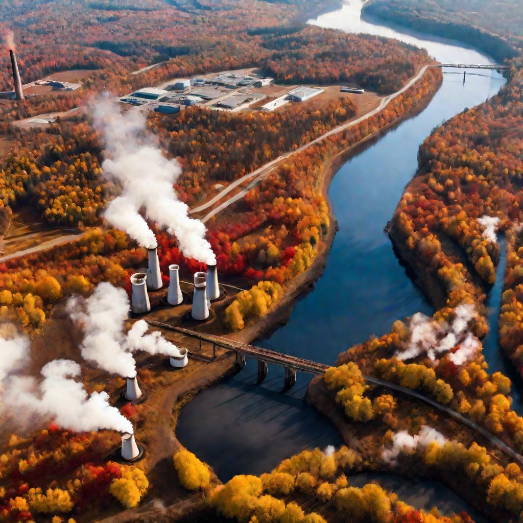 Лес и завод, загрязняющий воздух