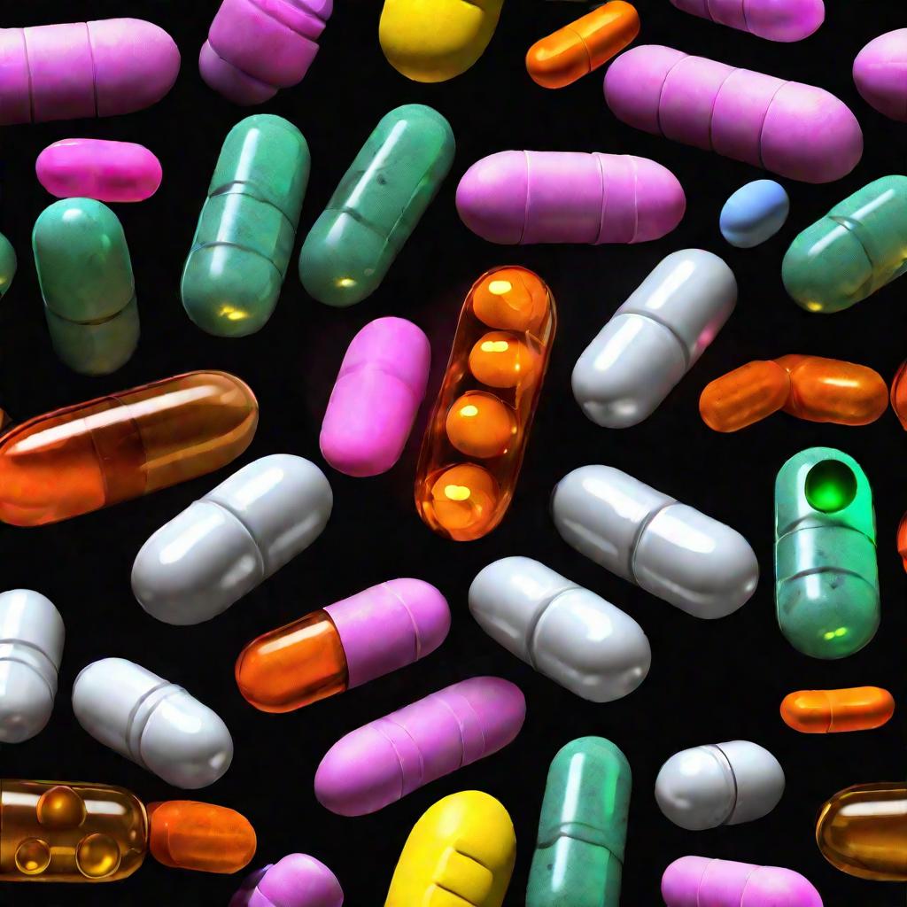 Крупные планы разноцветных антибиотиков