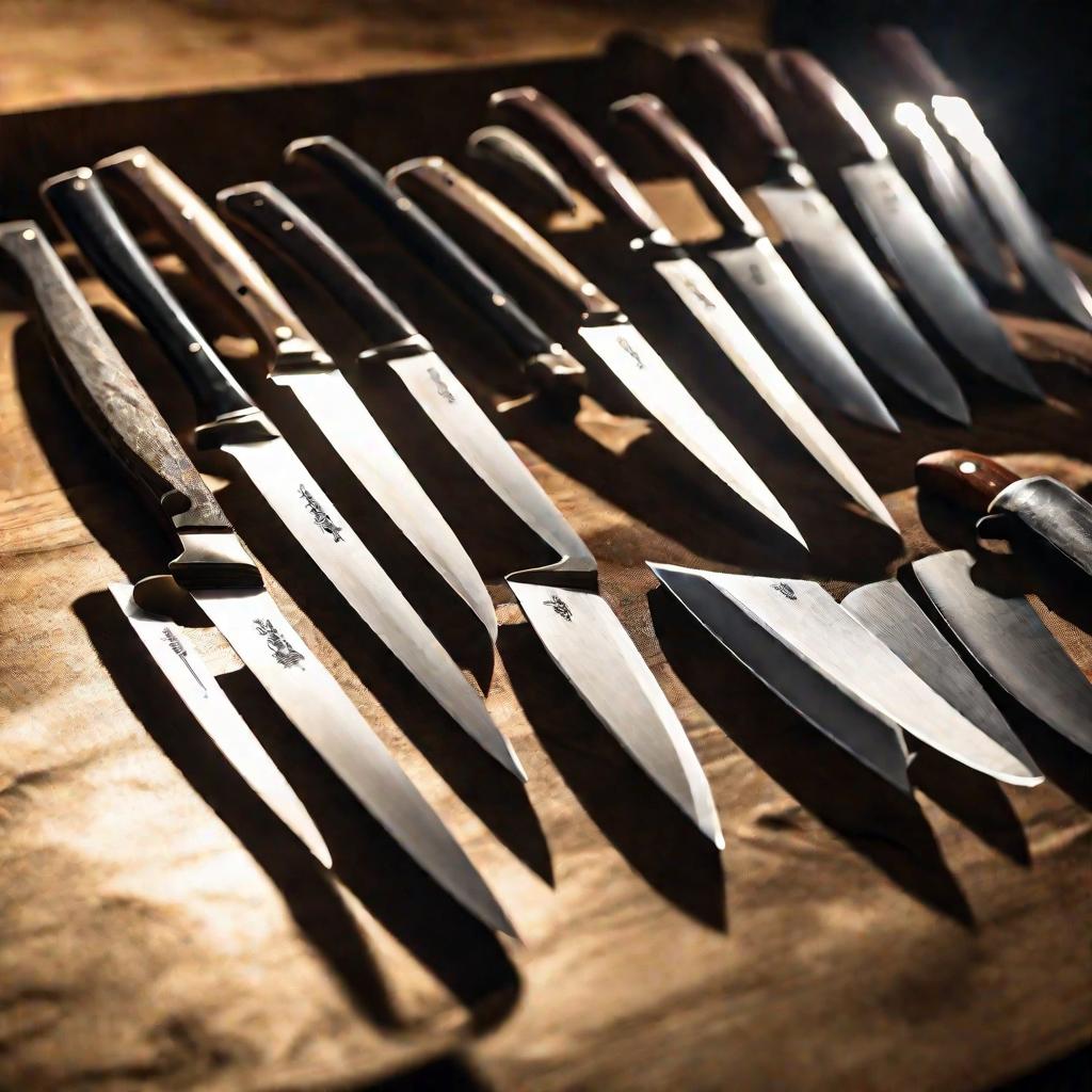 Японские поварские ножи на стойке