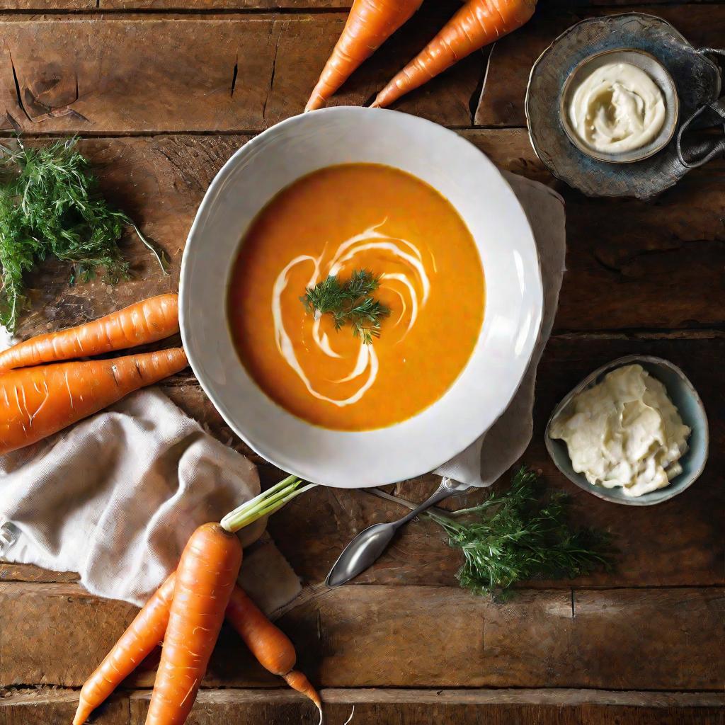 Морковный суп в миске