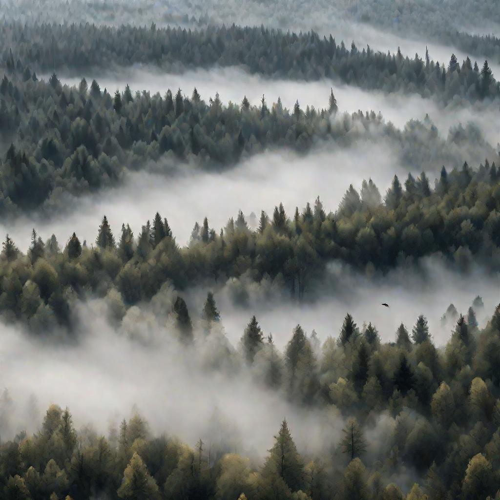 Лес с туманом, полный клещей