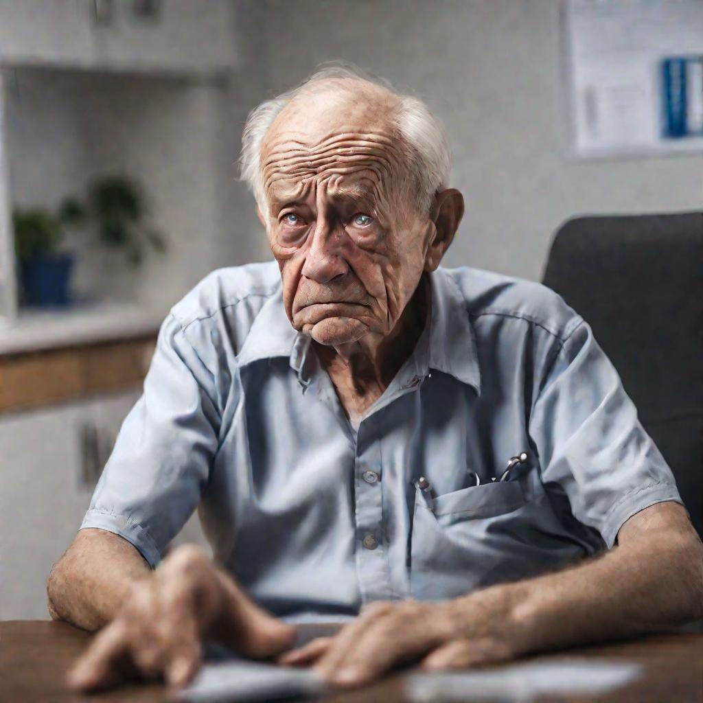 Портрет пожилого мужчины с болью в животе