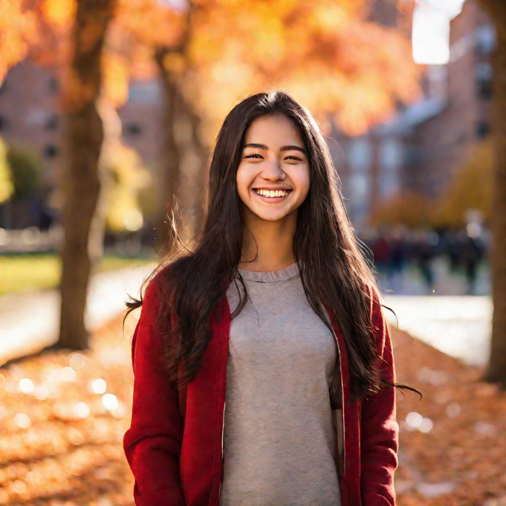 Портрет иностранной студентки на фоне университета