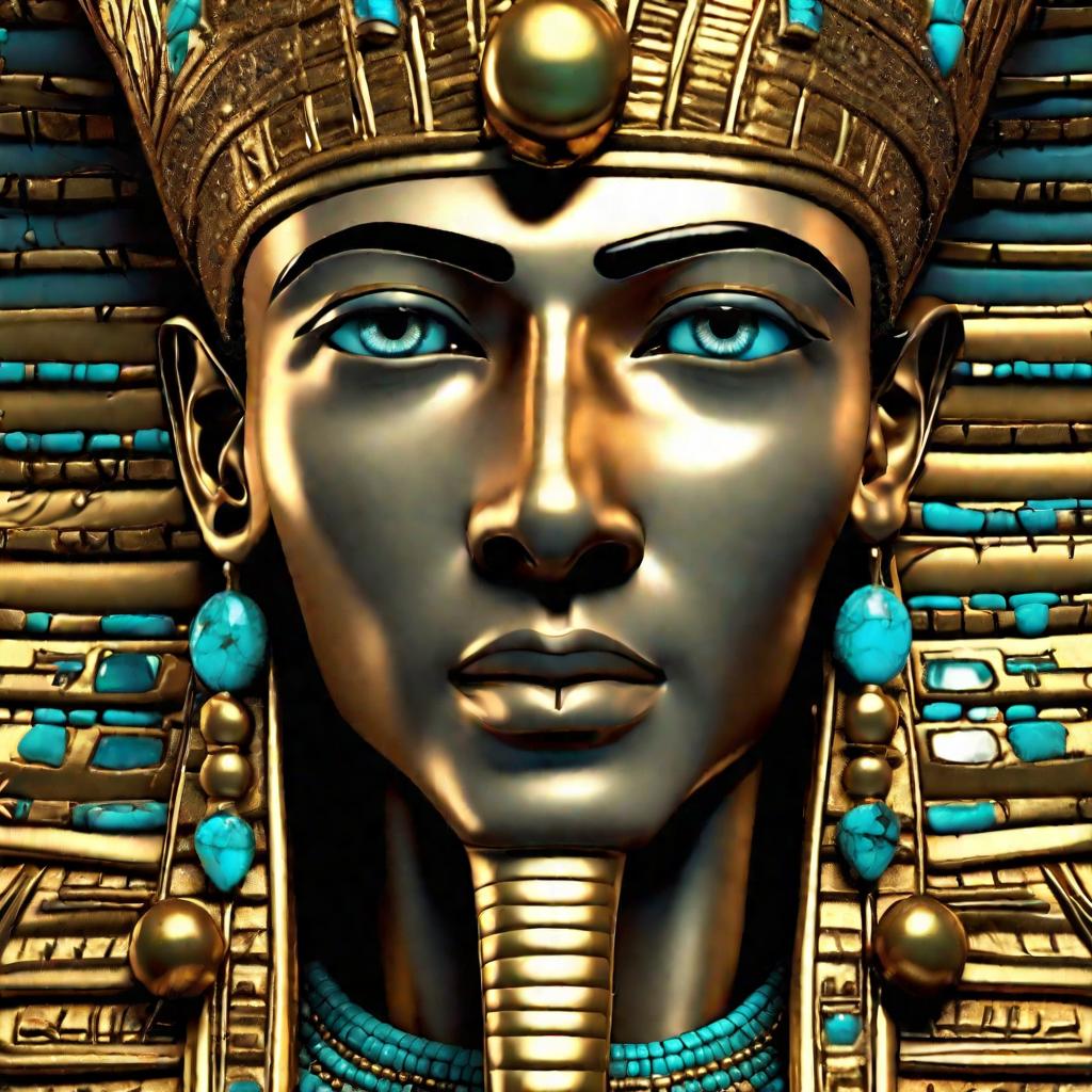 Портрет древнеегипетского фараона в золотом головном уборе.