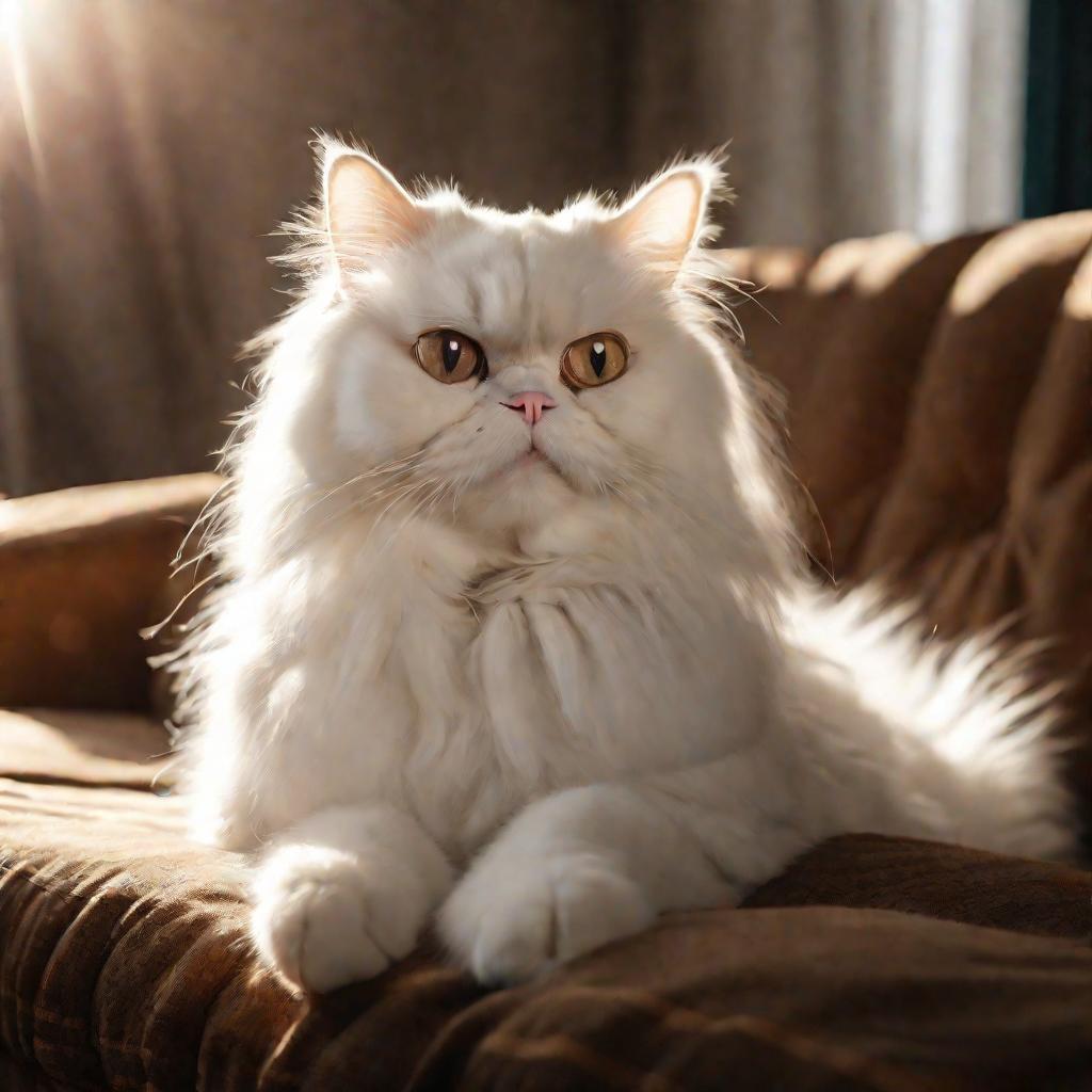 Белая кошка на диване