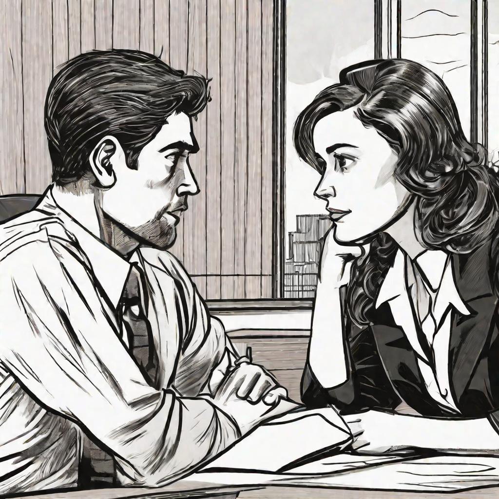 Мужчина и женщина беседуют в офисе