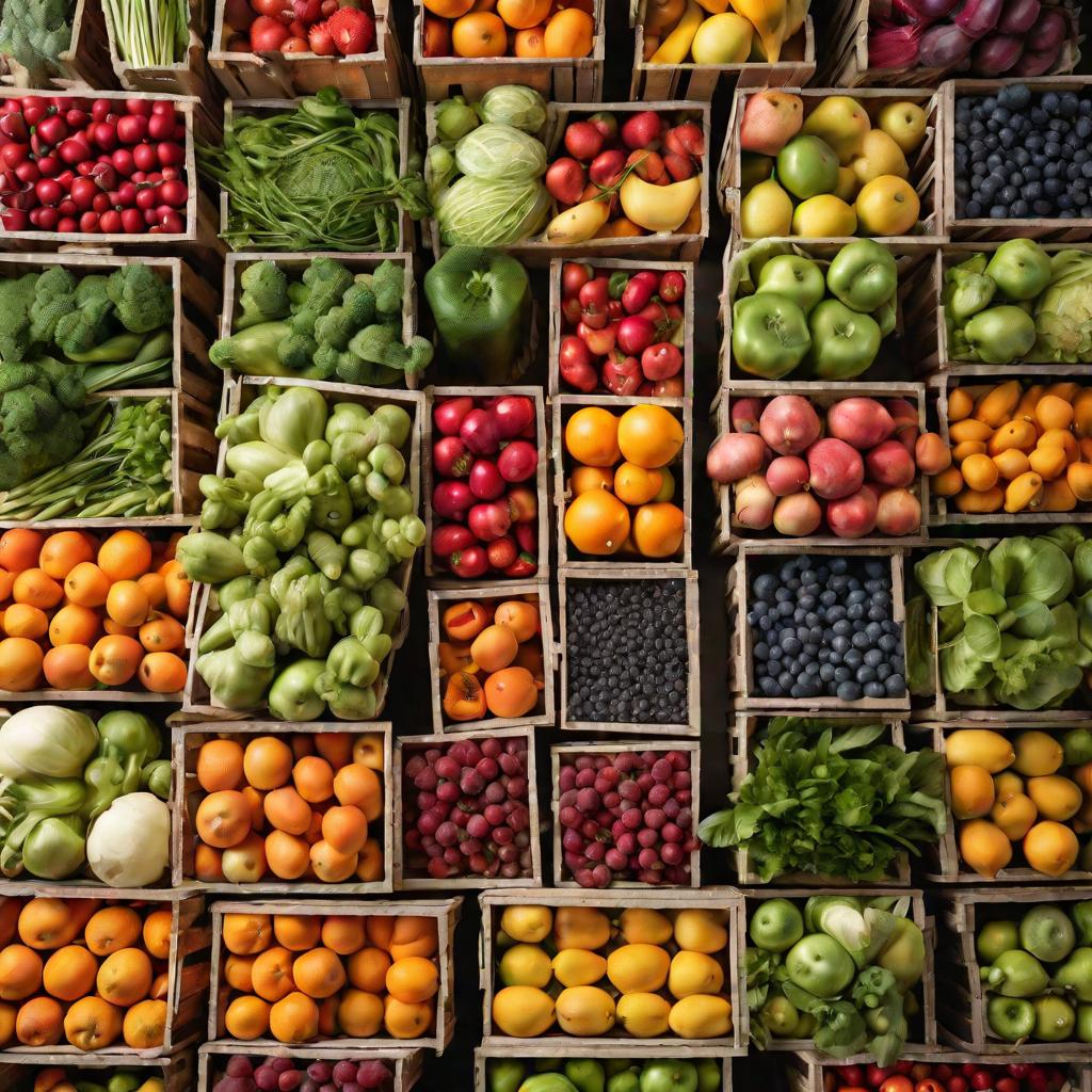 Ящики с фруктами и овощами