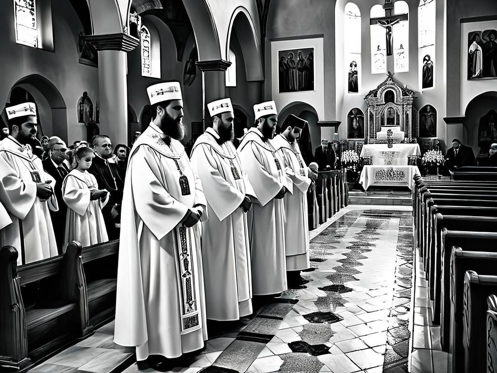 Обряд крещения в православном храме. Фото передает торжественность обстановки и символику таинства.