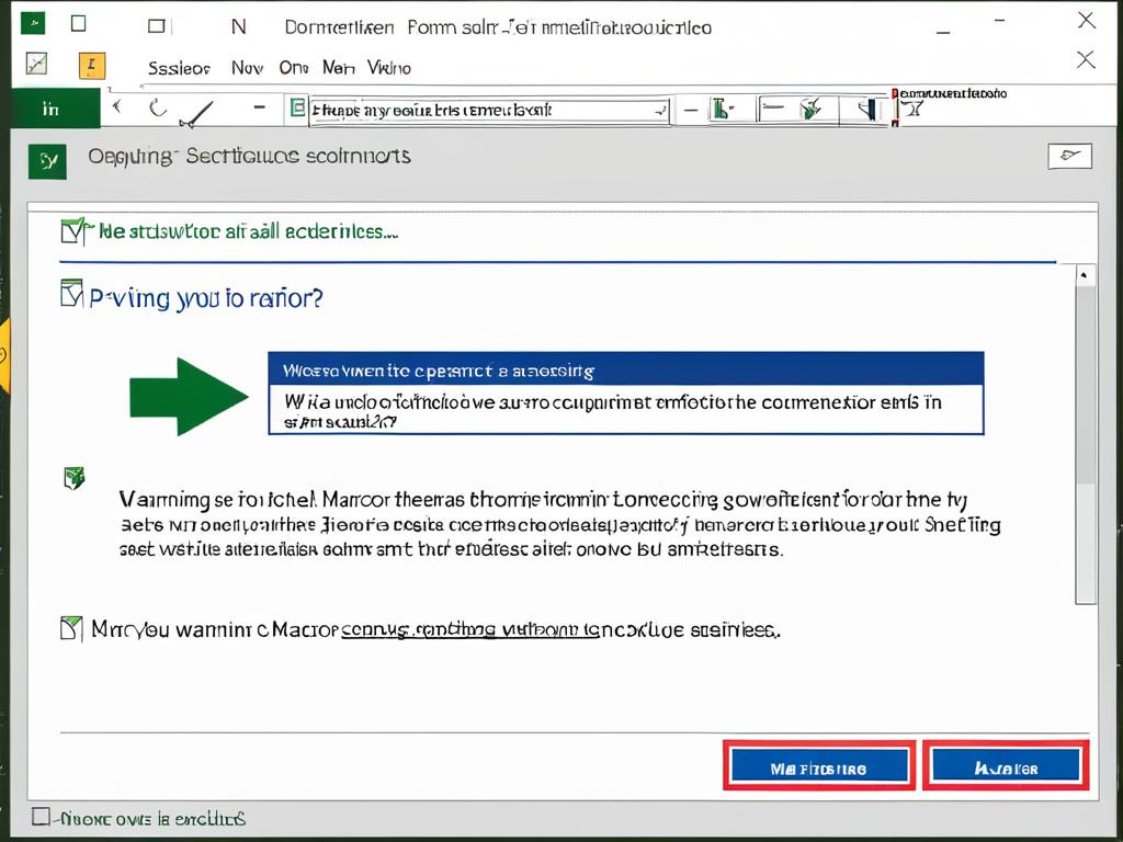 Предупреждение в Excel о необходимости включения макросов при открытии документа, содержащего их
