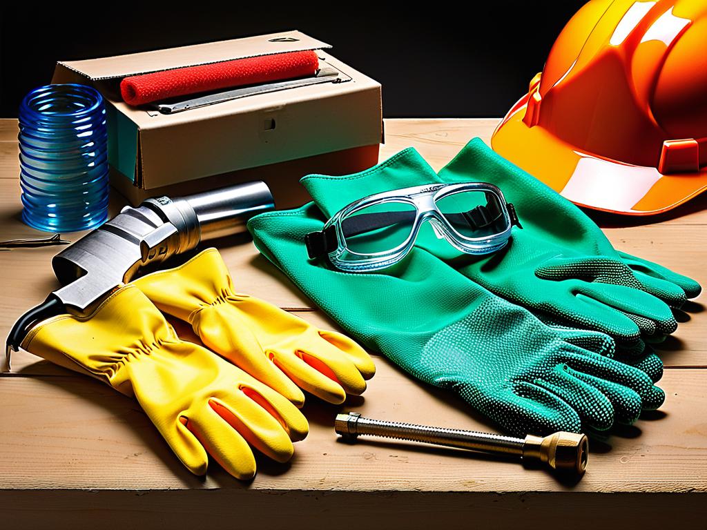 Защитные очки, перчатки и инструменты для сверления стекла