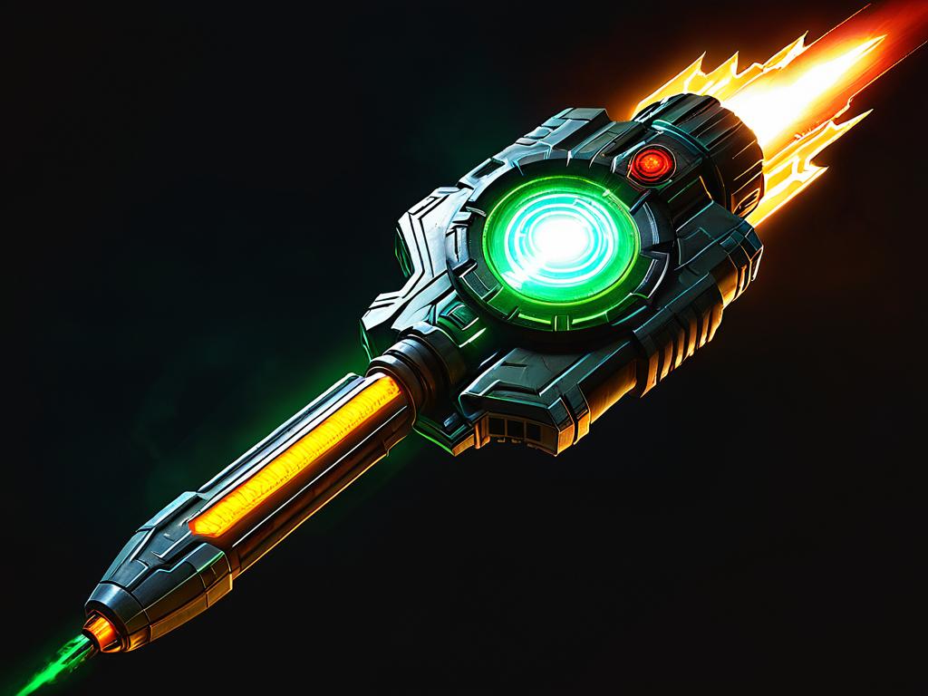 Футуристическое оружие из игры Doom со светящимся энергоядром