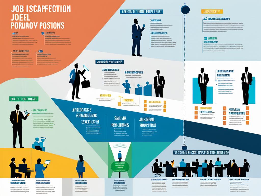Инфографика, демонстрирующая различные виды должностей в иерархии компании - от низовых до