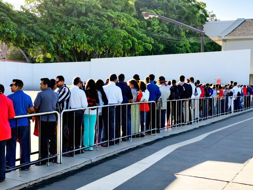 Люди ждут в очереди на оформление документов для получения гражданства