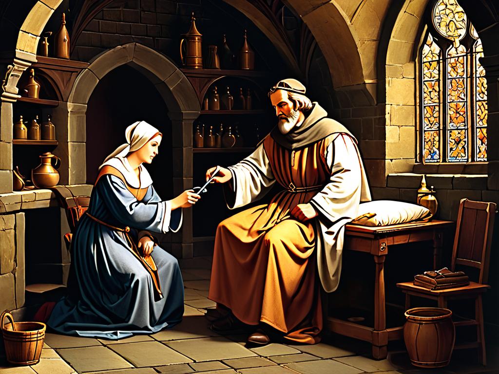 Средневековый врач лечит пациента