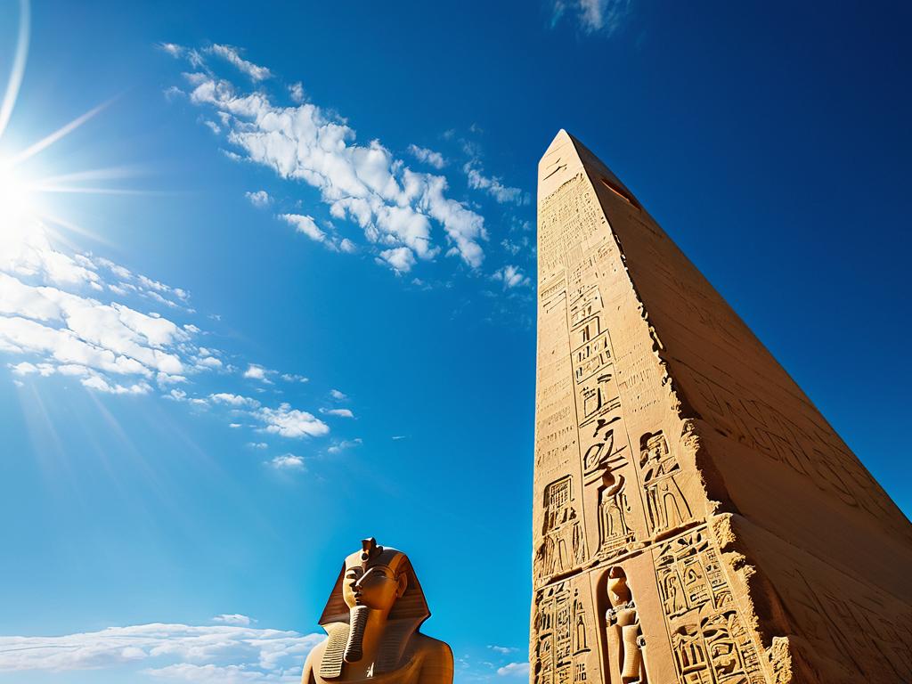 Древний египетский обелиск на фоне голубого неба