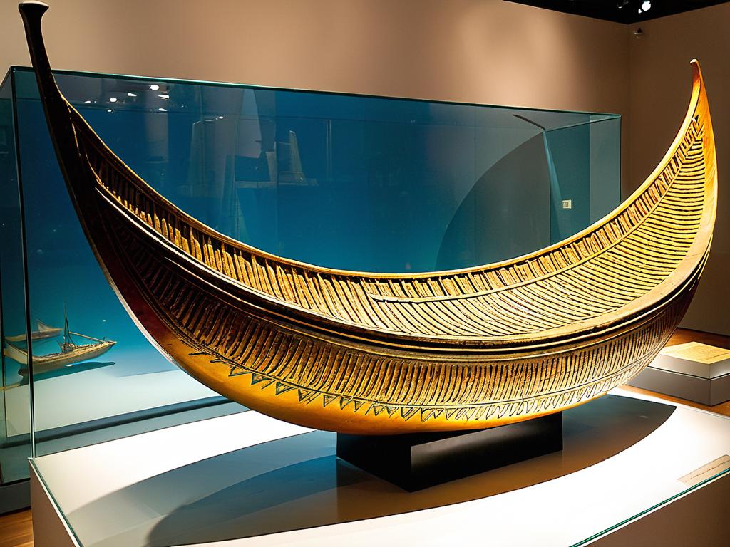 Египетская ладья Солнца в музейной экспозиции