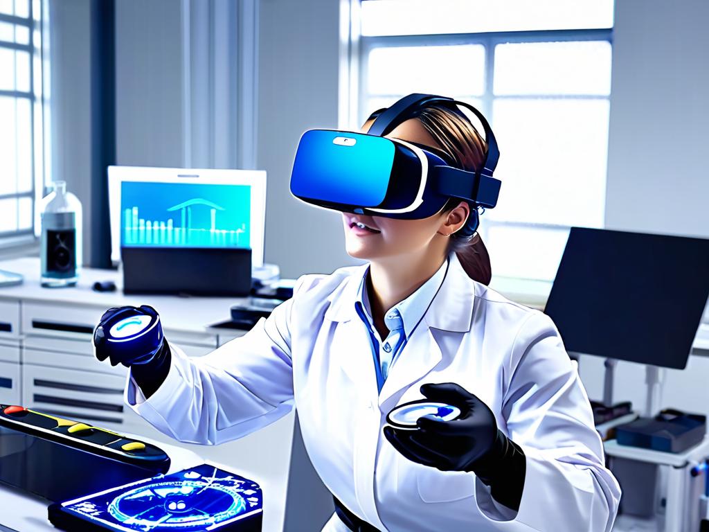 Ученый проводит исследование с помощью виртуальной реальности