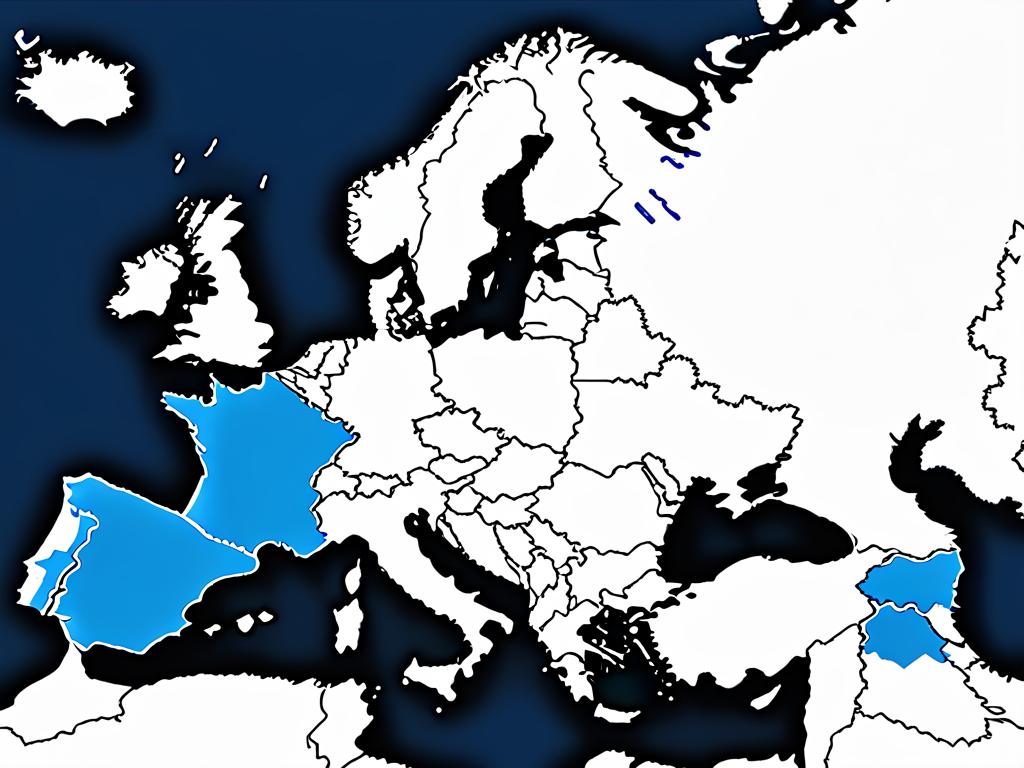 Карта Европы с выделенными голубым цветом странами-членами ЕС