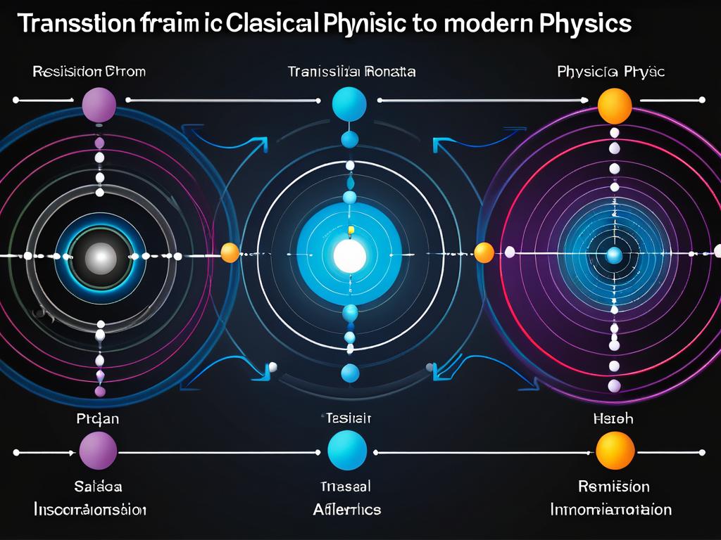 Диаграмма, изображающая переход от классической к современной физике