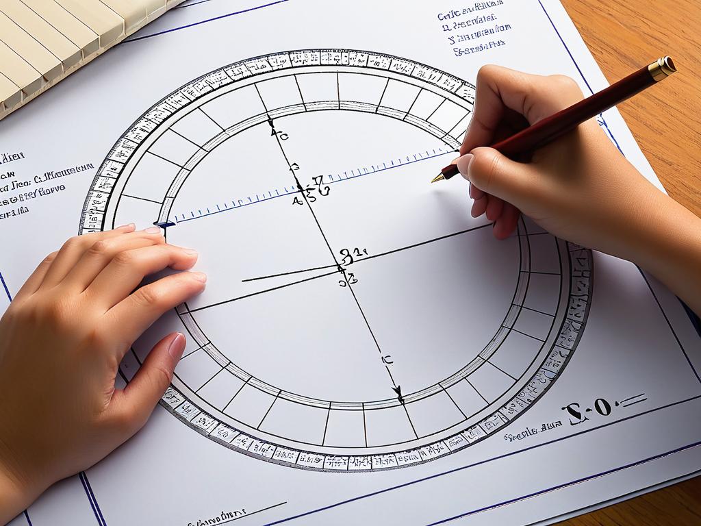 Человек решает геометрические задачи на вычисление параметров круга