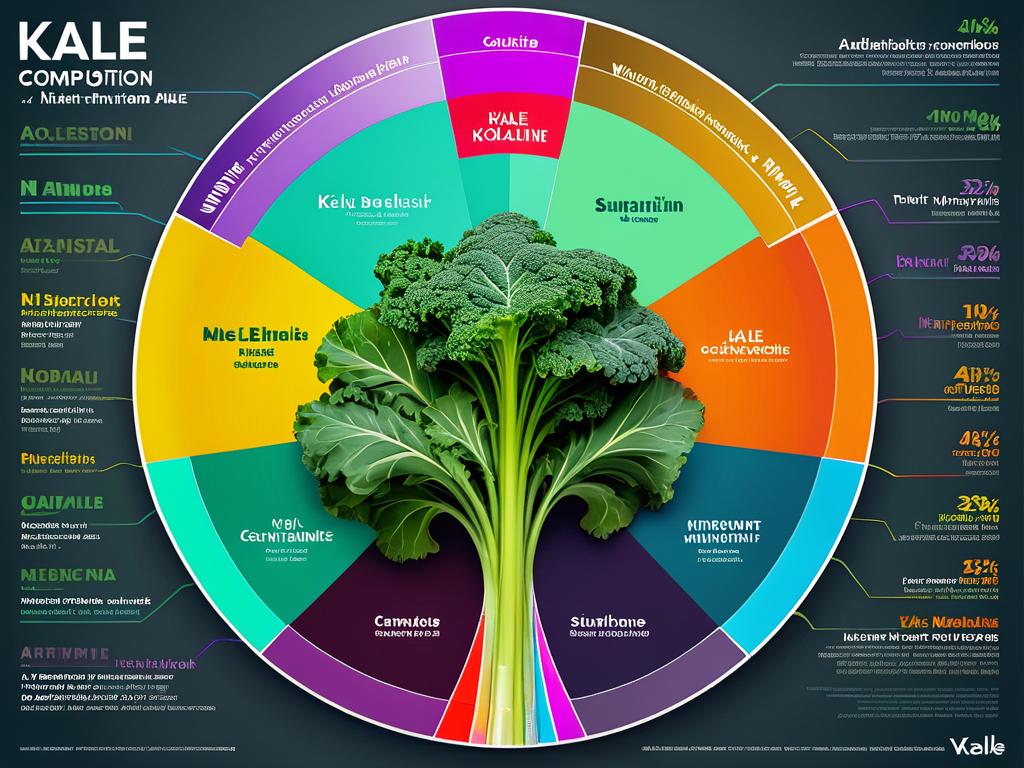Инфографика, показывающая состав капусты кейл