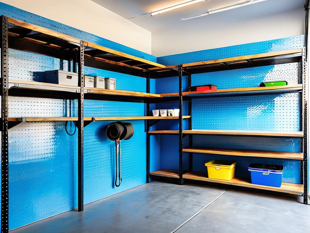 Фото металлических и деревянных полок в гараже для хранения и организации пространства