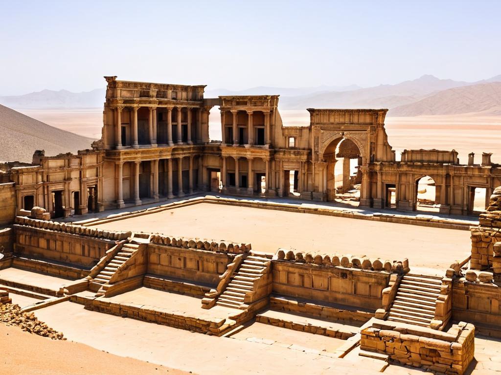 Руины древнего дворца на фоне пустыни