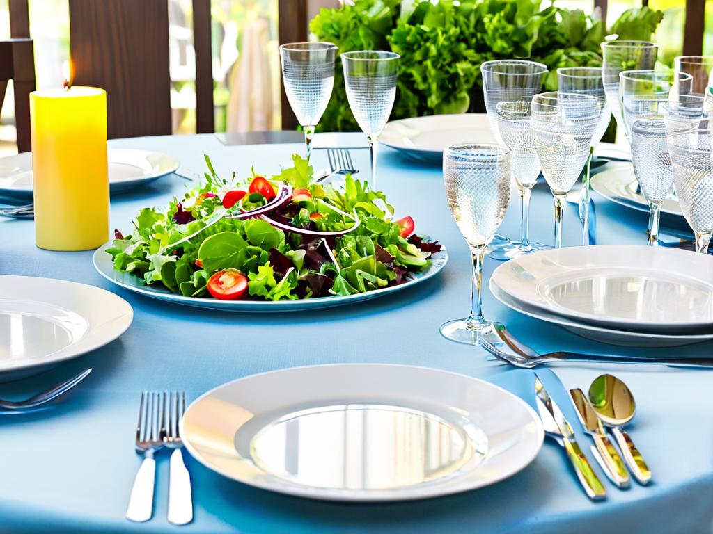 Праздничный стол с салатом как центральным блюдом