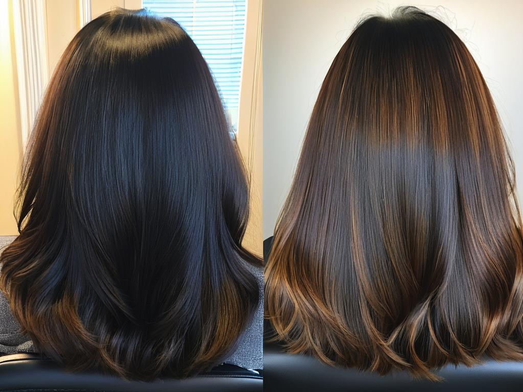 Фото до и после дарсонвализации волос. На фото после видно, что волосы стали более густыми,