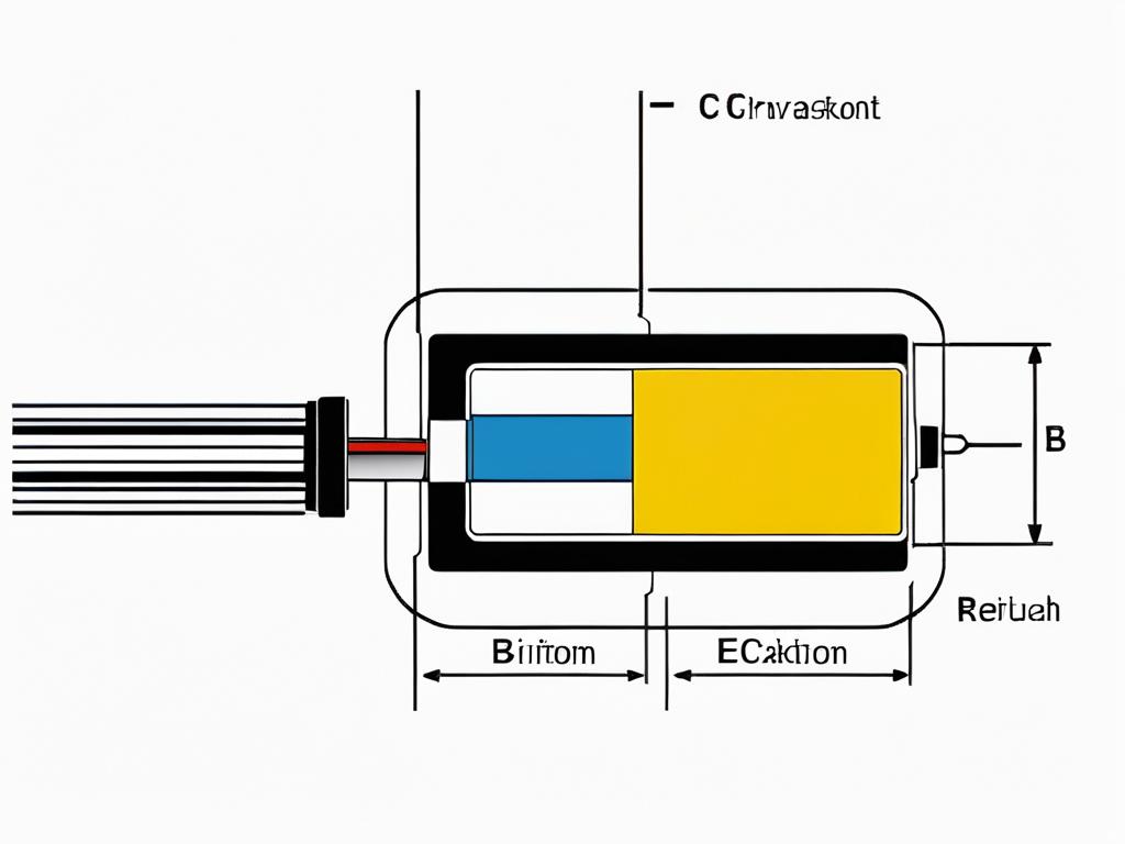 Схема, показывающая внутреннее устройство геркона с электрическими контактами внутри стеклянной