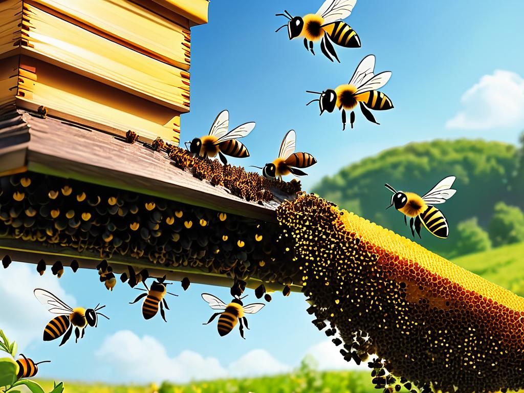 Фото летящих пчел возле улья