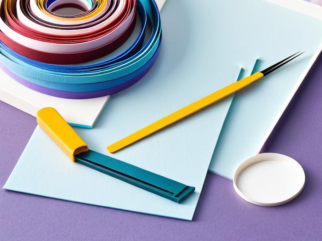 Инструменты для квиллинга: полоски бумаги, вилочка для скручивания, клей, пинцет.