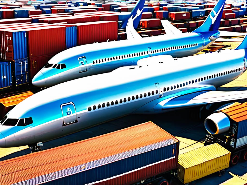 Самолеты и поезда, перевозящие товары в рамках международных цепочек поставок