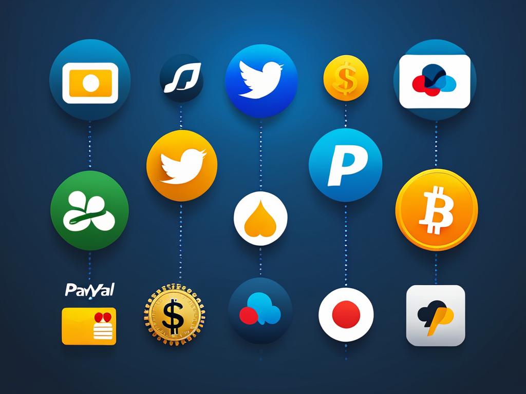Значки популярных сетевых электронных платежных систем типа Яндекс Деньги, WebMoney, PayPal,