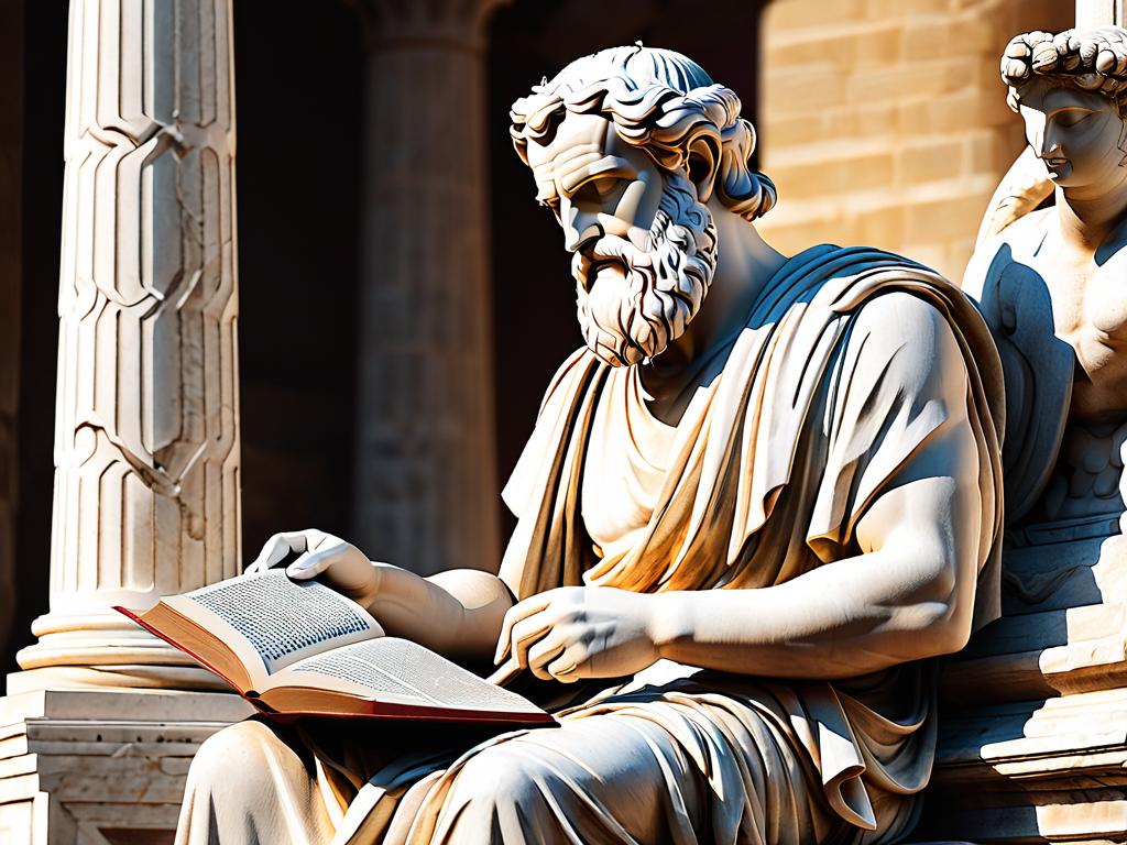 Древнегреческий философ читает книгу