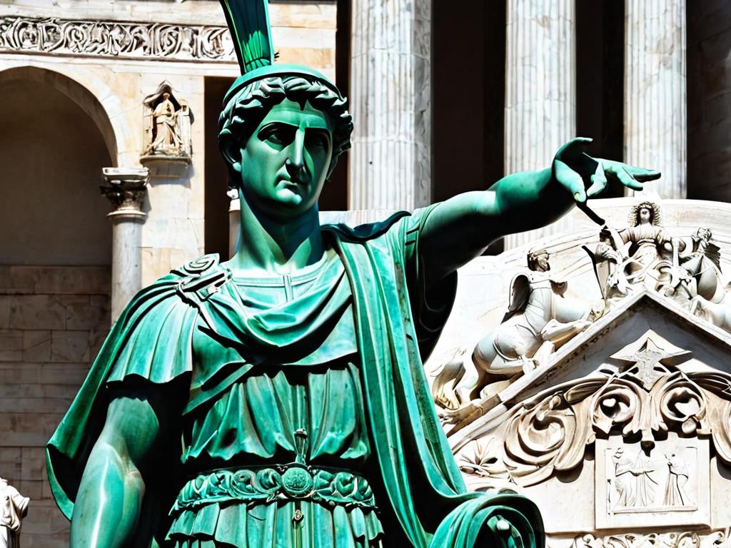 Статуя Константина с символом христианства в руке