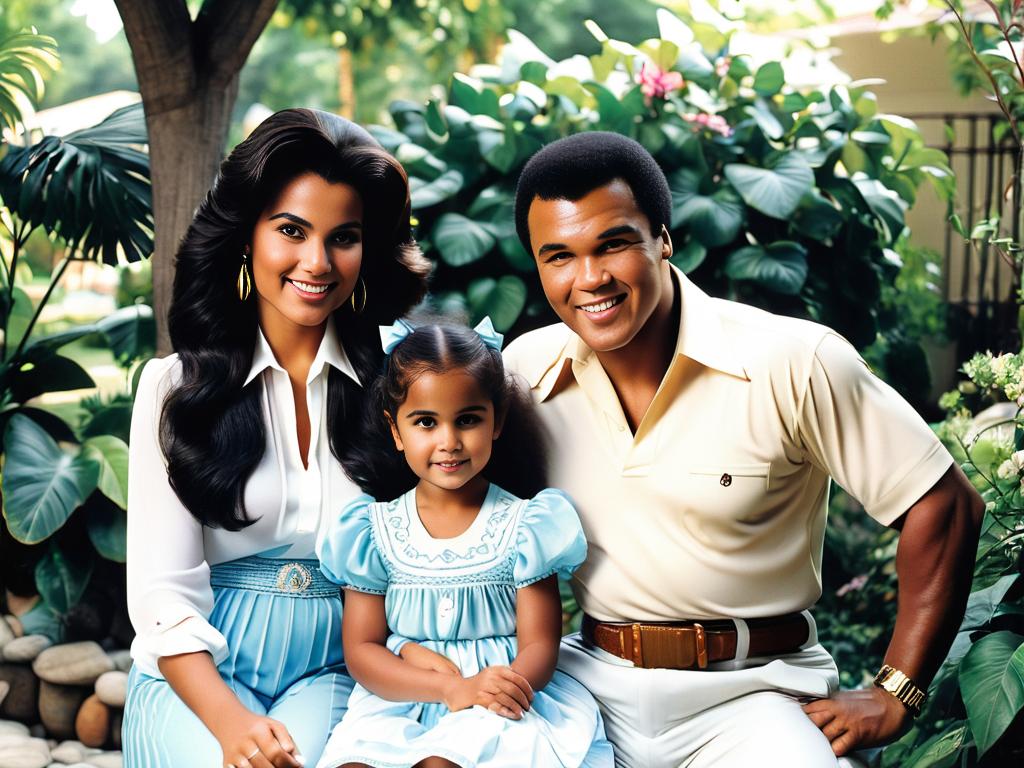 Вероника и Мухаммед Али с дочерьми Лейлой и Ханой в 1980-х годах