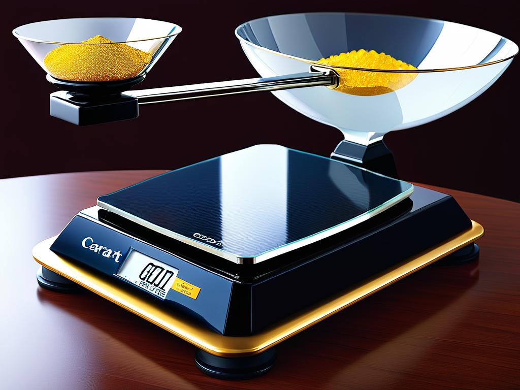 Каратные весы для определения пробы золота. Подробное описание изображения