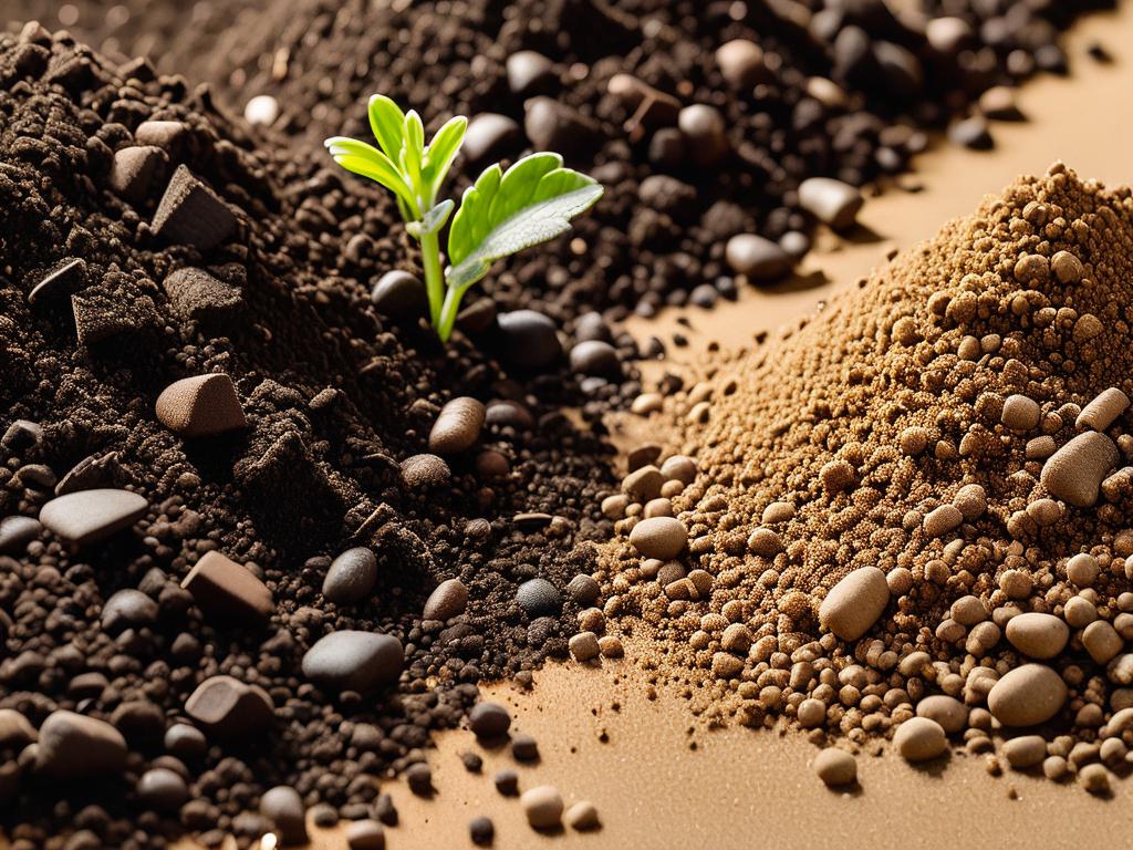 Фотография разных компонентов для почвы: песка, вермикулита, дерновой земли, торфа