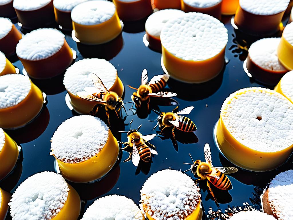 Пчелы питаются подкормкой из канди на зиму