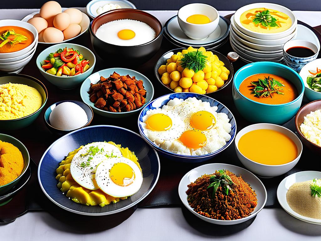 Разнообразные блюда, приготовленные с использованием яичного порошка вместо свежих яиц