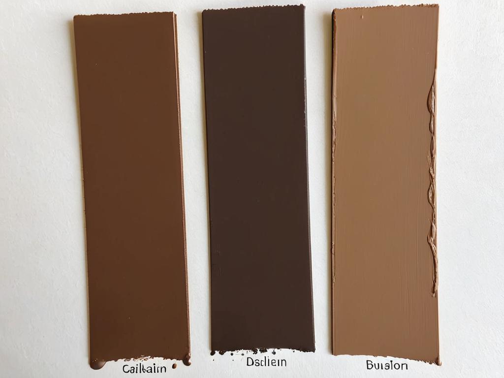 Образцы светло-коричневой, темно-коричневой и шоколадной краски