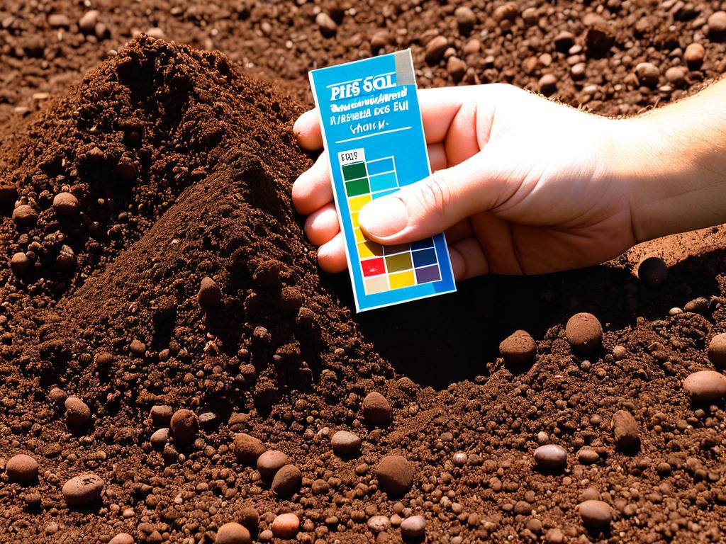 Образец почвы на фоне цветовой шкалы pH. Измерение кислотности важно перед известкованием.
