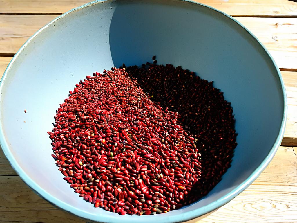 Семена красного острого перца в миске готовы к посеву