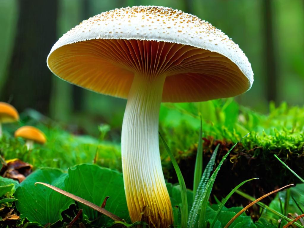 Строение гриба - показывает шляпку, ножку, пластинки и другие части гриба
