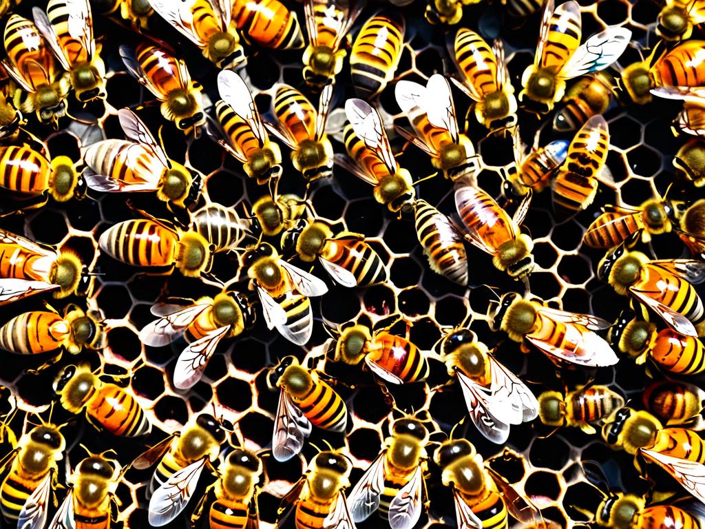 Пчелы плотно собираются в клуб для сохранения тепла перед зимой