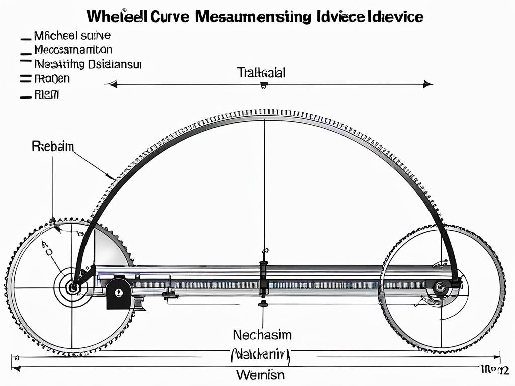 Схема, показывающая компоненты и механизм колесного курвиметра