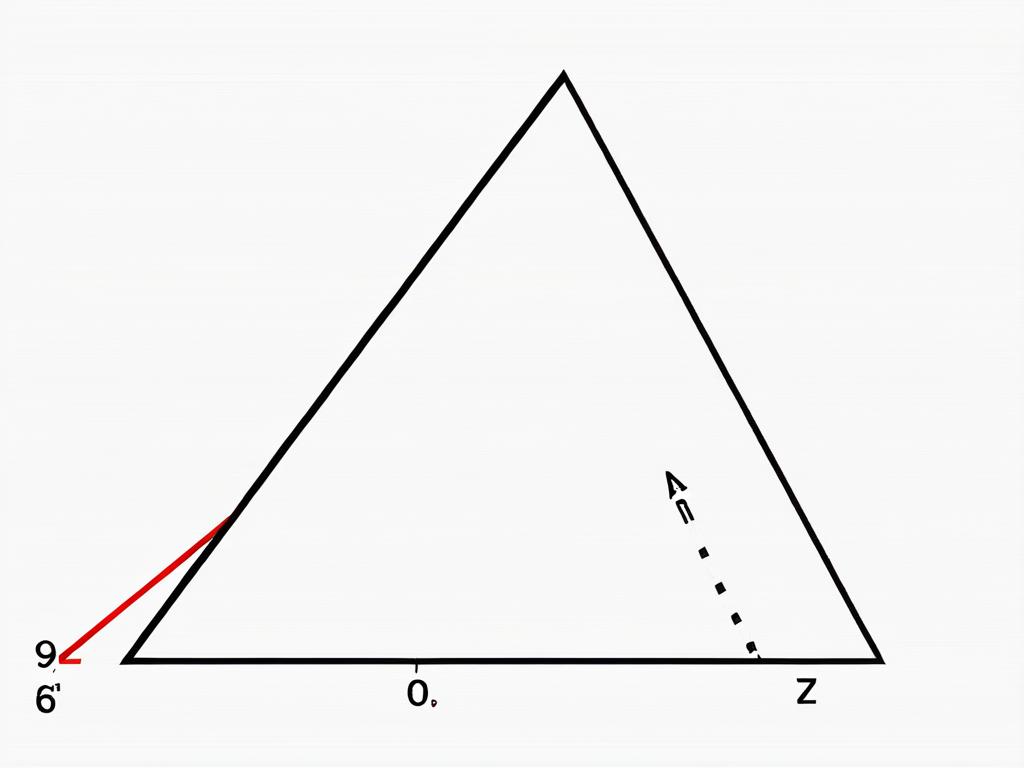 Изображение прямоугольного треугольника, в котором косинус 90 градусов равен нулю