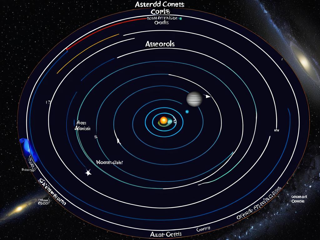 Схема орбит астероидов и комет
