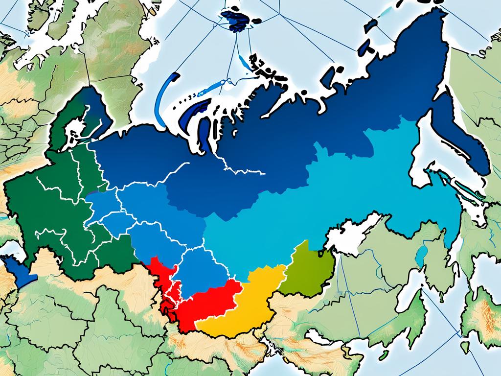 Карта России с выделенным покрытием сети МТС по регионам